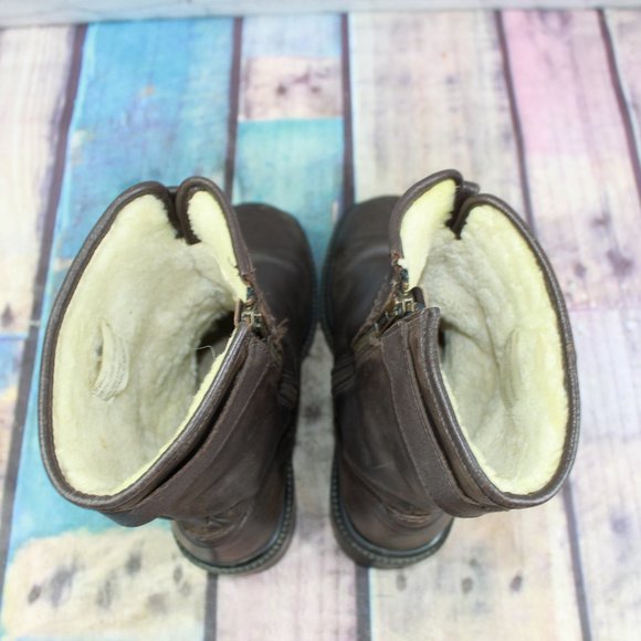 Unbranded Shoes Mens Brown Pebbled Leather Side Zip Fleece Lined